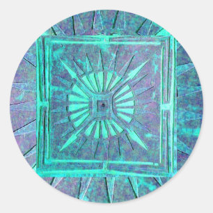 MORENDE STAR, blauwe turquase Ronde Sticker