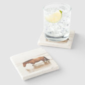 Morende zwemtocht voor een paard stenen onderzetter (Zijkant)