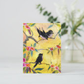 Morenkleuren: Vogelschilderen in geel en roze Briefkaart (Staand voorkant)