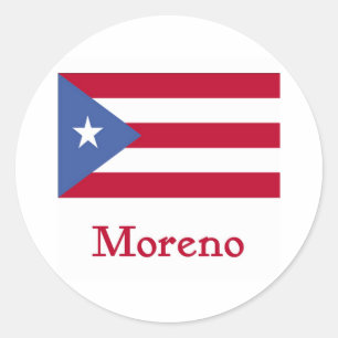 Moreno Puerto Ricaanse vlag Ronde Sticker