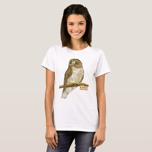 Morepork Ruru Nieuw-Zeeland Vogel T-shirt (Voorkant volledig)