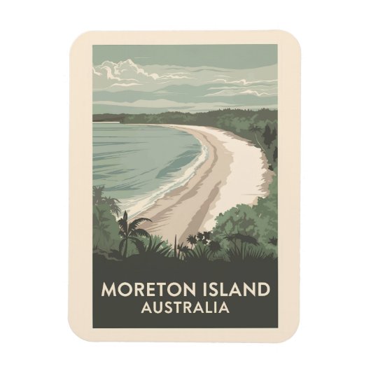 Moreton Island Australië Illustratie Reiskunst Magneet (Verticaal)
