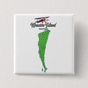 Moreton Island Australië kaartposter Vierkante Button 5,1 Cm