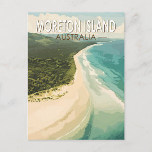 Moreton Island Australië Travel Art Vintage Briefkaart