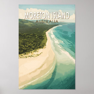 Moreton Island Australië Travel Art Vintage Poster