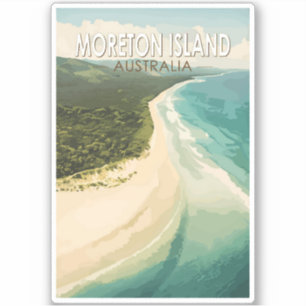 Moreton Island Australië Travel Art Vintage Sticker