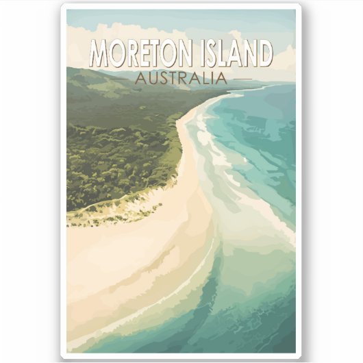 Moreton Island Australië Travel Art Vintage Sticker (Voorkant)