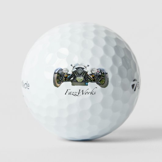 Morgan Car Golf Ball met FazzWorks Logo Golfballen (Voorkant)
