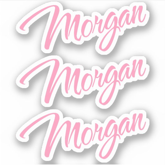 Morgan Decoratieve Naam in Roze x3 Sticker (Voorkant)