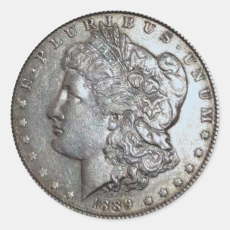 Morgan Dollar 1889 Ronde Sticker