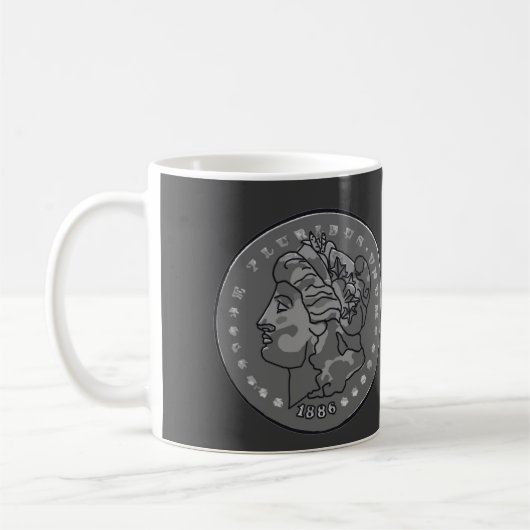 Morgan Dollar Gray Round Coin Koffiemok (Links)