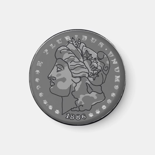 Morgan dollar koningin muntkunst magneet (Voorkant)
