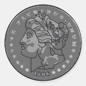 Morgan dollar kunst ronde sticker (Voorkant)