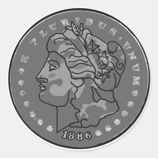 Morgan dollar kunst ronde sticker (Voorkant)