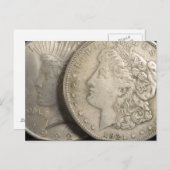 Morgan en Liberty Silver Dollars Briefkaart (Voorkant / Achterkant)