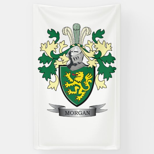 Morgan Family Crest Coat of Arms Spandoek (Verticaal)