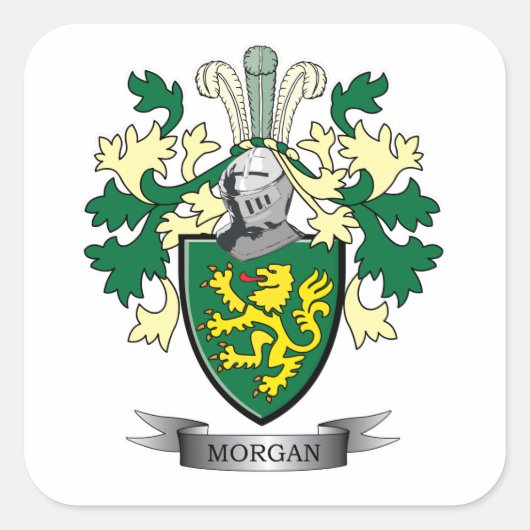 Morgan Family Crest Coat of Arms Vierkante Sticker (Voorkant)