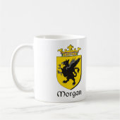 Morgan Family Crest Irish Coat of Arms Coffee Mok (Links)