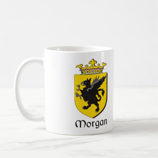 Morgan Family Crest Irish Coat of Arms Coffee Mok (Links)