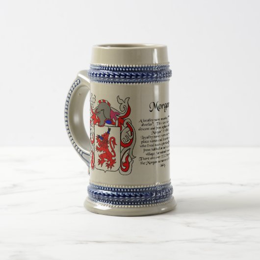 Morgan Family Crest Stein Bierpul (Voorkant links)