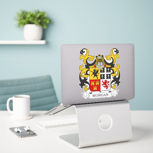 Morgan Family Crest Sticker (Laptop op bureau)