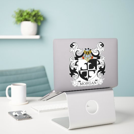 Morgan Family Crest Sticker (Laptop op bureau)