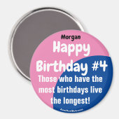 Morgan Gelukkige Verjaardag #4 Meisje Magnet (Voorkant / Achterkant)