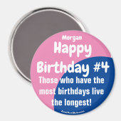 Morgan Gelukkige Verjaardag #4 Meisje Magnet (Voorkant / Achterkant)