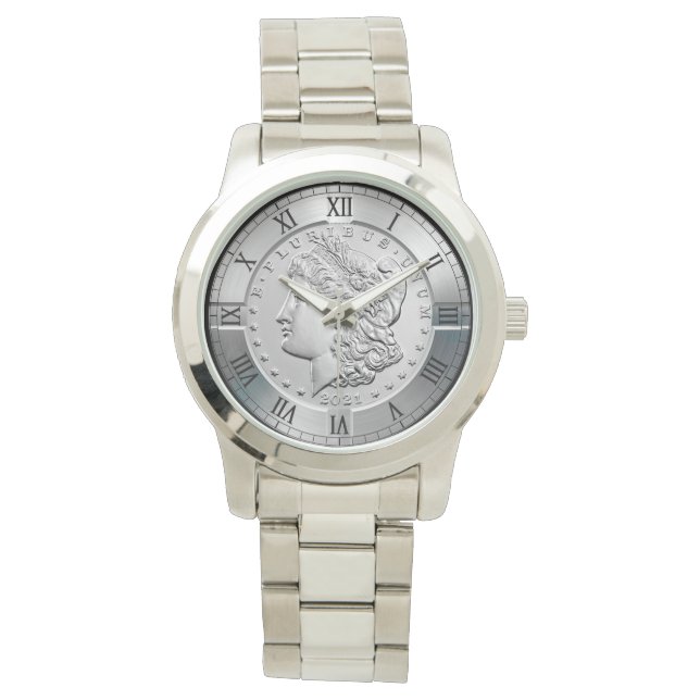 Morgan Herdenking Zilveren Dollar Voorzijde ~ * ~ Horloge (Voorkant)