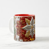 MORGAN ~ PATCHWORK ~ KERSTPATROON ~ TWEEKLEURIGE KOFFIEMOK (Voorkant links)