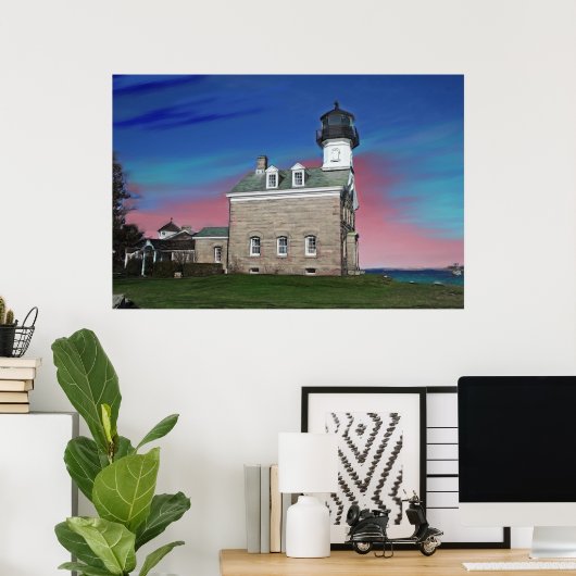 Morgan Point Lighthouse Painting Print (Thuiskantoor)