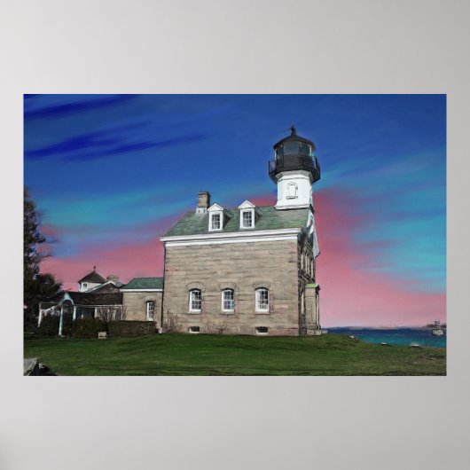 Morgan Point Lighthouse Painting Print (Voorkant)