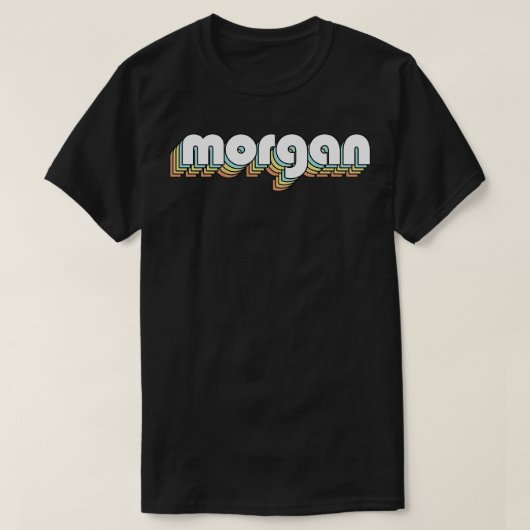 Morgan Retro Rainbow Typography Vervaagde stijl T-shirt (Design voorkant)
