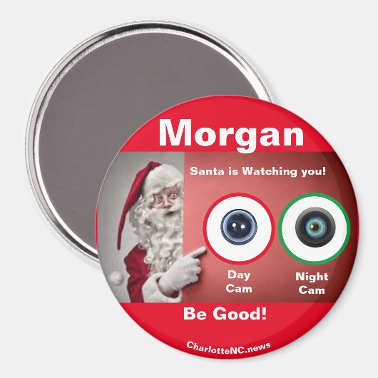 MORGAN Santa kijkt Magnet (Voorkant / Achterkant)