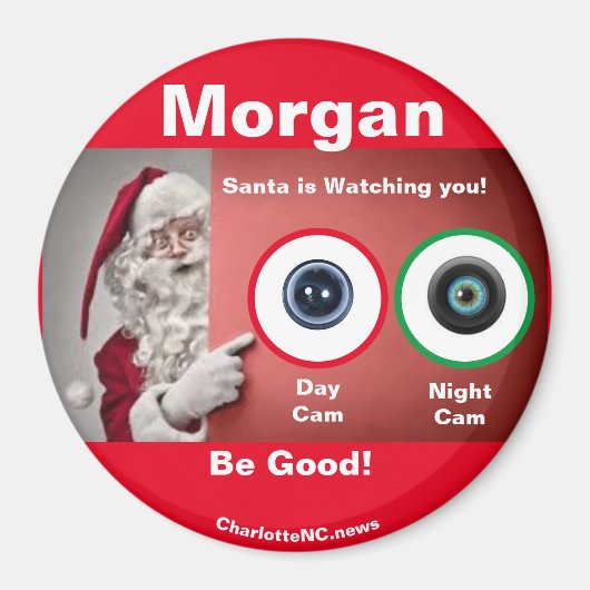 MORGAN Santa kijkt Magnet (Voorkant)