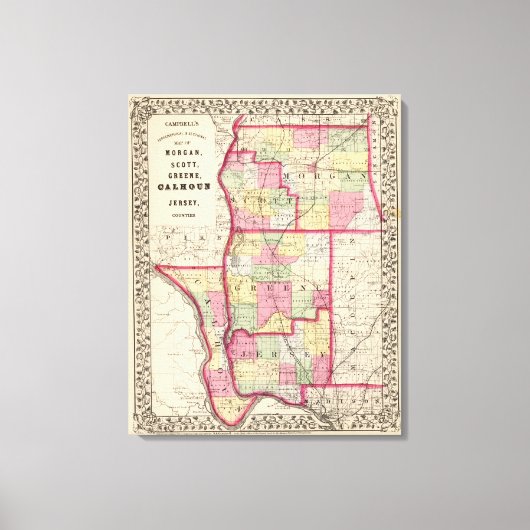 Morgan, Scott, Greene, Calhoun, provincie Jersey Canvas Afdruk (Voorkant)