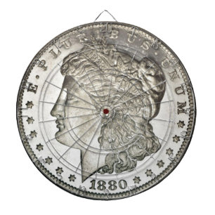 Morgan Silver Dollar Afbeelding op Dartboard Dartbord