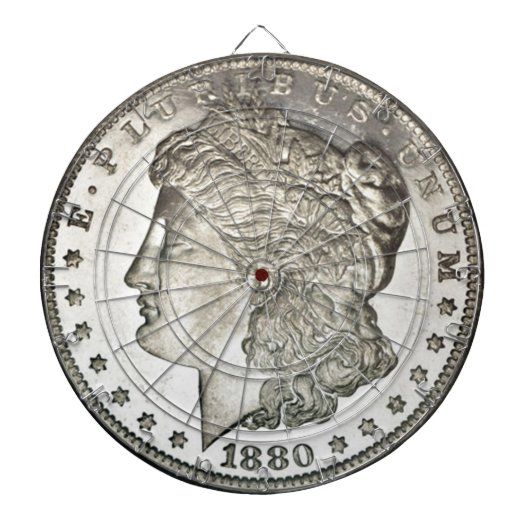 Morgan Silver Dollar Afbeelding op Dartboard Dartbord (Voorkant)