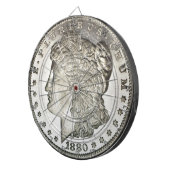 Morgan Silver Dollar Afbeelding op Dartboard Dartbord (Voorkant Rechts)