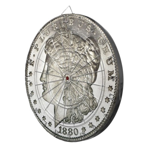 Morgan Silver Dollar Afbeelding op Dartboard Dartbord (Voorkant Rechts)