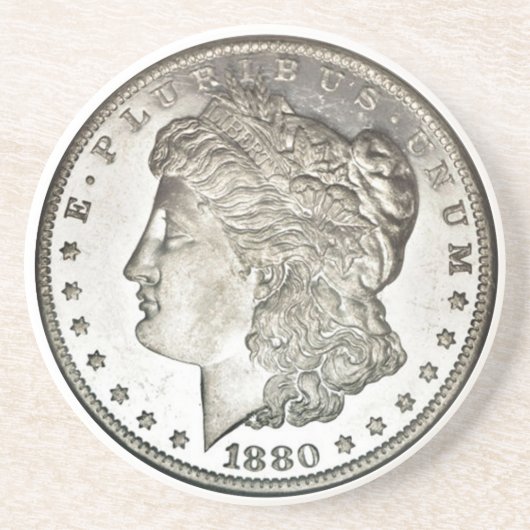 Morgan Silver Dollar Afbeelding op Drink Onderzett Zandsteen Onderzetter (Voorkant)