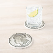 Morgan Silver Dollar Afbeelding op Drink Onderzett Zandsteen Onderzetter (Zijkant)
