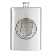 Morgan Silver Dollar Afbeelding op fles Heupfles (Voorkant)