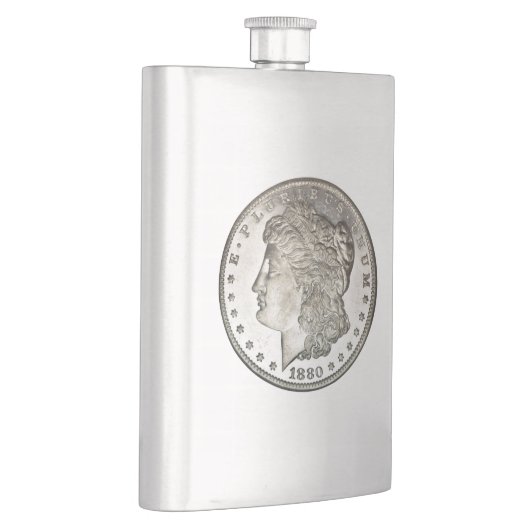 Morgan Silver Dollar Afbeelding op fles Heupfles (Rechts)