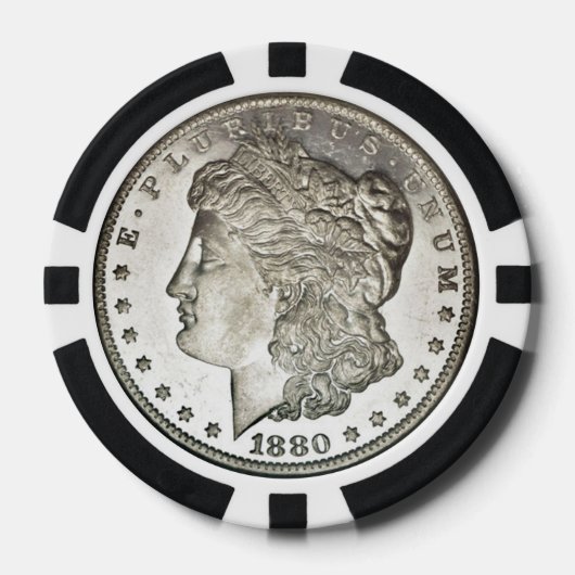 Morgan Silver Dollar Afbeelding op Poker Chips (Voorkant)