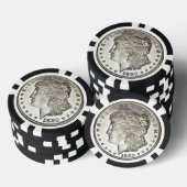 Morgan Silver Dollar Afbeelding op Poker Chips (Opstapeling)