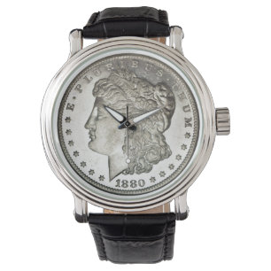 Morgan Silver Dollar Afbeelding op Watch Face Horloge