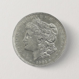 Morgan Silver Dollar Button 1921