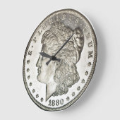 Morgan Silver Dollar Clock zonder cijfers Grote Klok (Hoek)