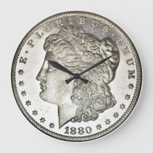 Morgan Silver Dollar Clock zonder cijfers Grote Klok
